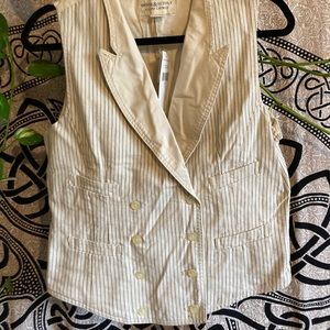 NWT Cream Pinstriped Ralph Lauren Vest Size M